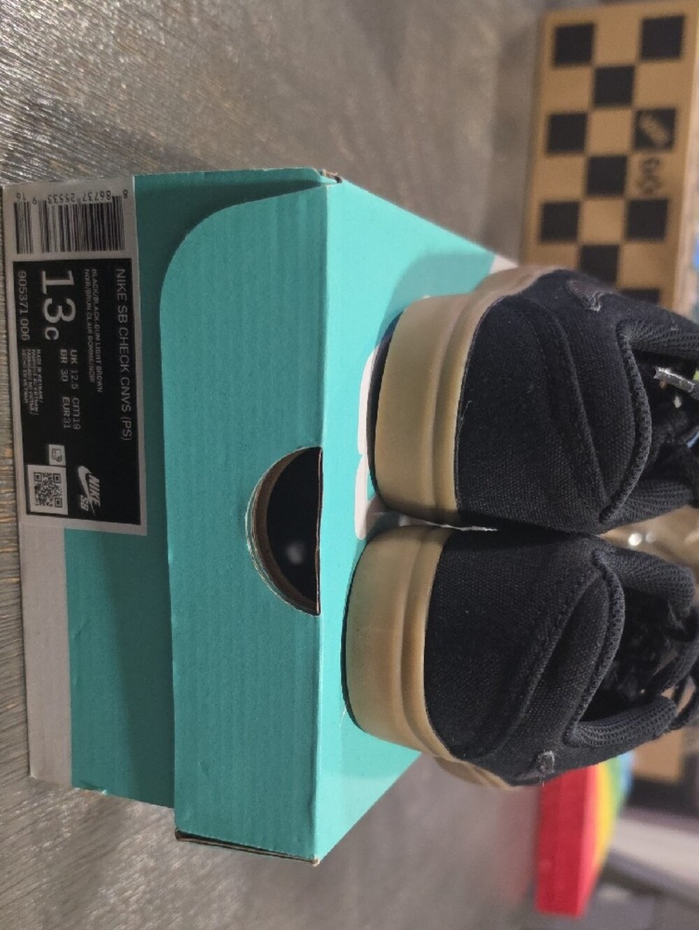 Nike Kids Black Canvas Sneakers with Gum Sole - Picture 2 of 3